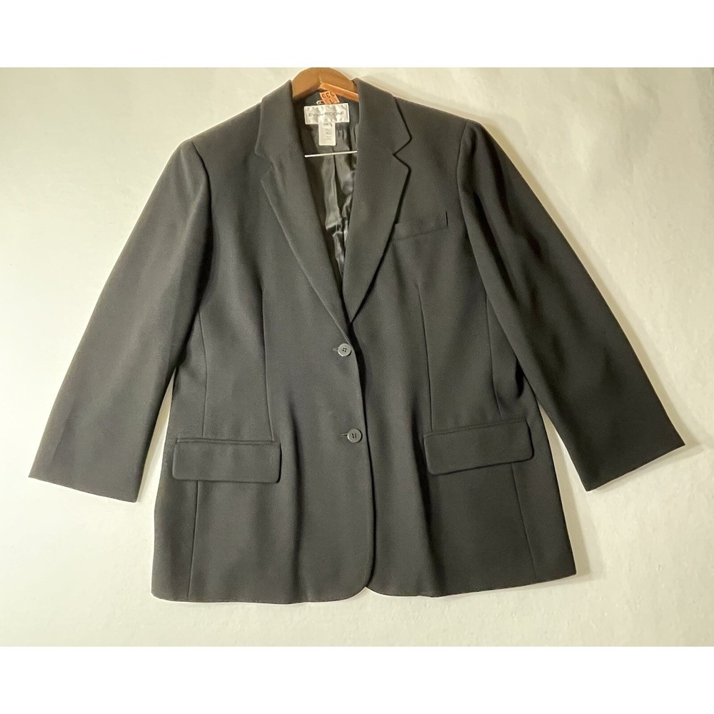 EVAN PICONE SUIT BLAZER JACKET WOMEN 14 BLACK  3‎ BUTTONS